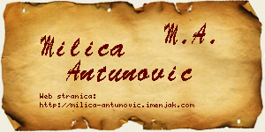 Milica Antunović vizit kartica